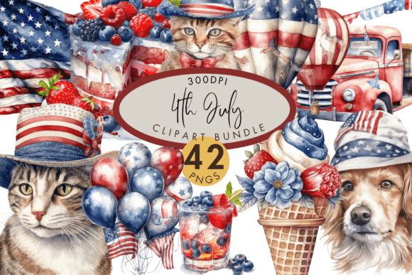 4th of July Clipart Bundle PNG Sublimati for Creative Celebrations