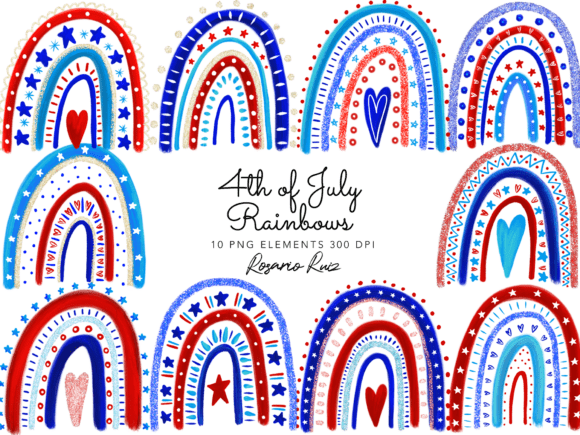 4th of July Rainbow Clipart Set