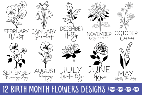Birth Month Flower SVG Bundle