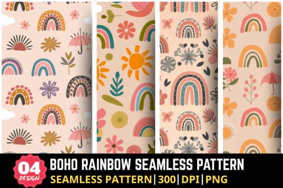 Boho Rainbow Seamless Pattern Bundle: A Creative Tool for Every Project