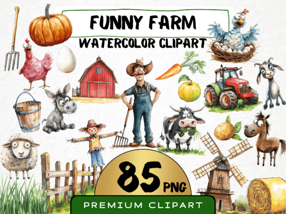 Funny Farm Clipart 85 Png, Cartoon Style