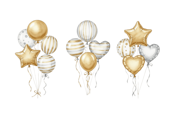 Golden White Silver Party Balloons Set: Elevate Your New Year Celebrations with Stylish Design