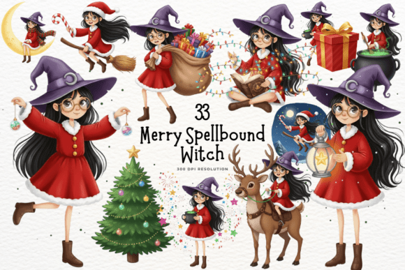 Happy Christmas Witch Clipart: A Magical Addition to Your Creative Projects