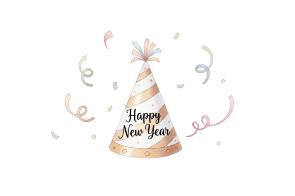 Happy New Year Party Hat and Confetti: A Stylish Addition to Your Creative Workflow
