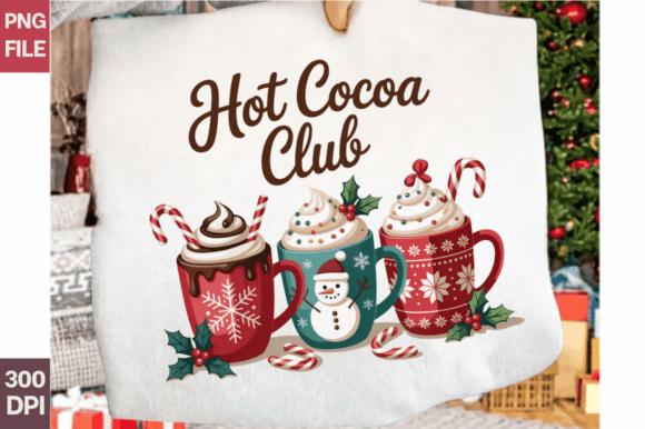 Hot Cocoa Club Christmas Mug Clipart PNG