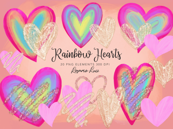 Rainbow Heart Clipart Glitter PNG: A Versatile Digital Design for Creative Projects