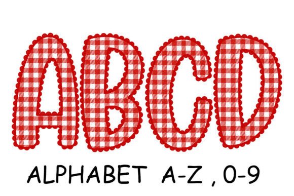 Red Gingham Alphabet PNG Letters