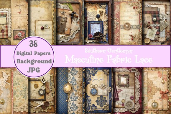 Southern Gentleman Masculine Fabric Lace: A Versatile Digital Design for Creative Projects