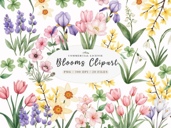 Watercolor Botanical Spring Blooms Png: A Versatile Design Resource